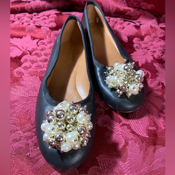 Kate Spade NY Women's Vilette Bead Embellished Ballet Flats Black. Size 5.5B - Picture 4 of 9